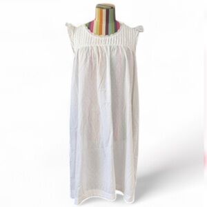 ADONNA 100% Cotton Night Gown Slip Dress Flutter Sleeve Swiss Dot